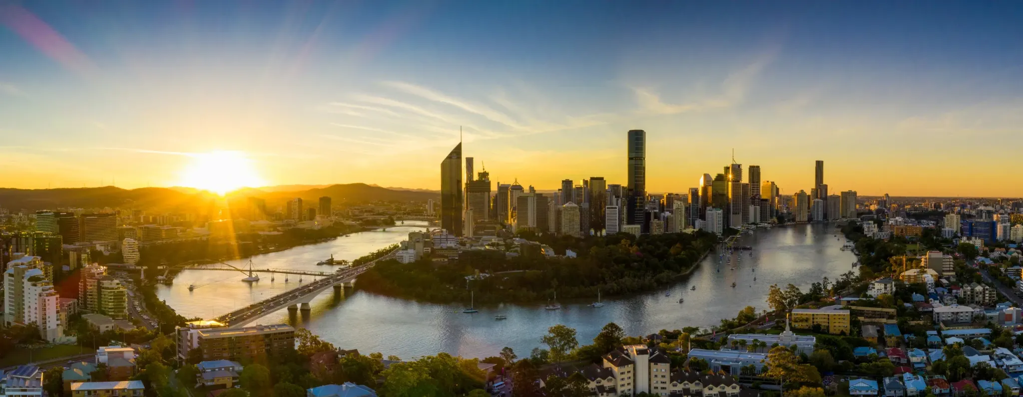 Brisbane skyline at sunset